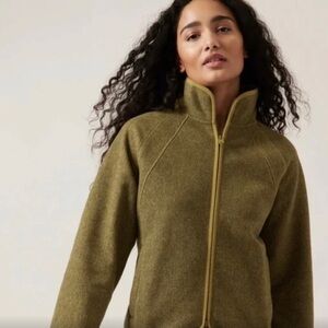 Athleta Army Olive Green Full-zip Warm Jacket Size M-Tall